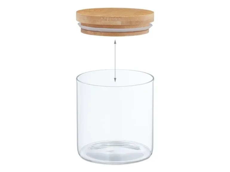 relaxdays Vorratsgläser 0.5 l, Transparent/Hellbraun