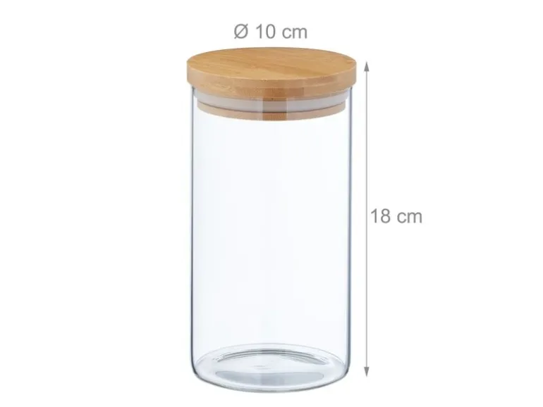 relaxdays Vorratsgläser 1 l, Transparent/Hellbeige/Hellbraun