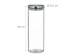 relaxdays Vorratsgläser 1.6 l, Transparent/Silber