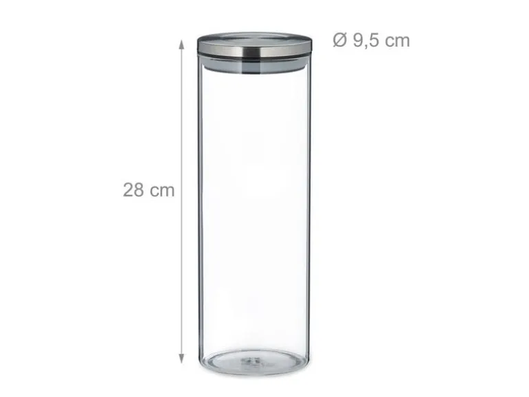 relaxdays Vorratsgläser 1.6 l, Transparent/Silber
