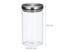 relaxdays Vorratsgläser 1 l, Transparent/Silber
