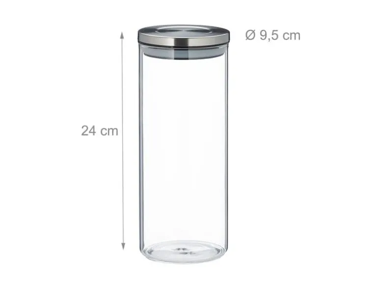 relaxdays Vorratsgläser 1.5 l, Transparent/Silber