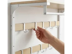 relaxdays Wandgarderobe 80 cm x 42 cm, Weiss/Braun