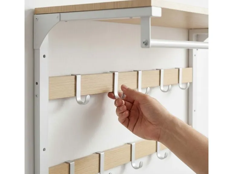 relaxdays Wandgarderobe 80 cm x 42 cm, Weiss/Braun