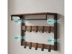 relaxdays Wandgarderobe 80 cm x 42 cm, Weiss/Braun