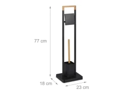 relaxdays WC-Garnitur Edelstahl Bambus Schwarz Hellbraun