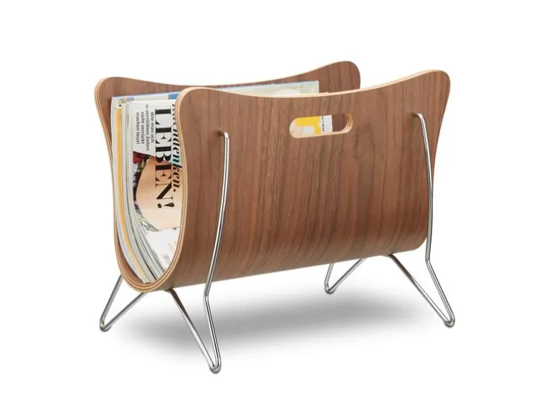 relaxdays Zeitungsständer Silber/Braun