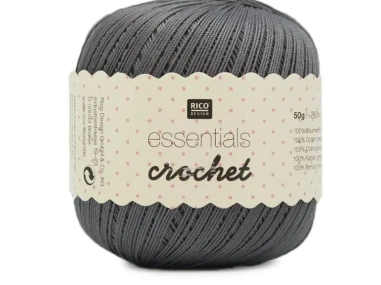 Rico Design Häkel- und Strickgarn Essentials Crochet 50 g, Grau