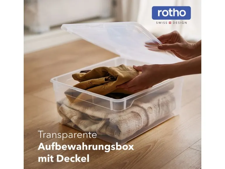 Rotho Aufbewahrungsbox Clearbox 18 l, 4 Stück