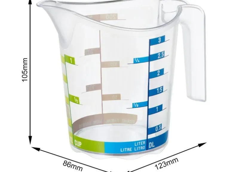 Rotho Messbecher Domino Dekor 3 dl, Transparent