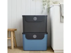Rotho Recyclingbehälter ALBULA 2 tlg. 110 l, Blau/Anthrazit