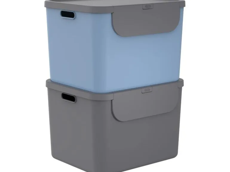 Rotho Recyclingbehälter ALBULA 2 tlg. 110 l, Blau/Anthrazit