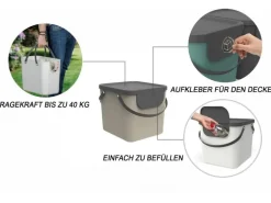 Rotho Recyclingbehälter Albula 40 l, Cappuccino