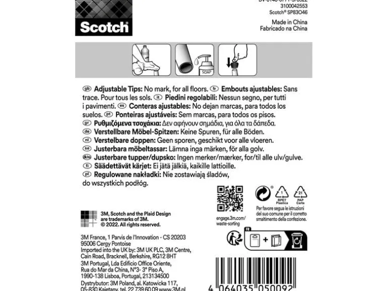 Scotch Bodenschoner Adjustable, Ø 10-14 mm, Schwarz, 4er Pack