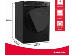 Sharp Wäschetrockner KD-WNHB0S9GMC 10 kg Schwarz Rechts