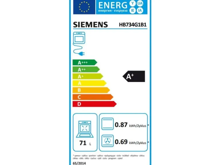 Siemens Einbaubackofen HB734G1B1 Schwarz A+