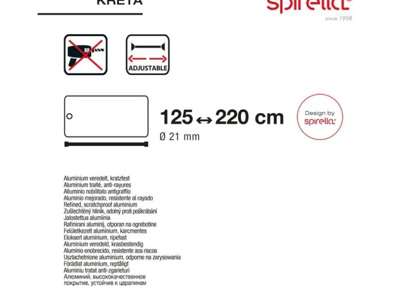 spirella Duschvorhangstange Kreta 125/220 x 3.5 cm, Weiss