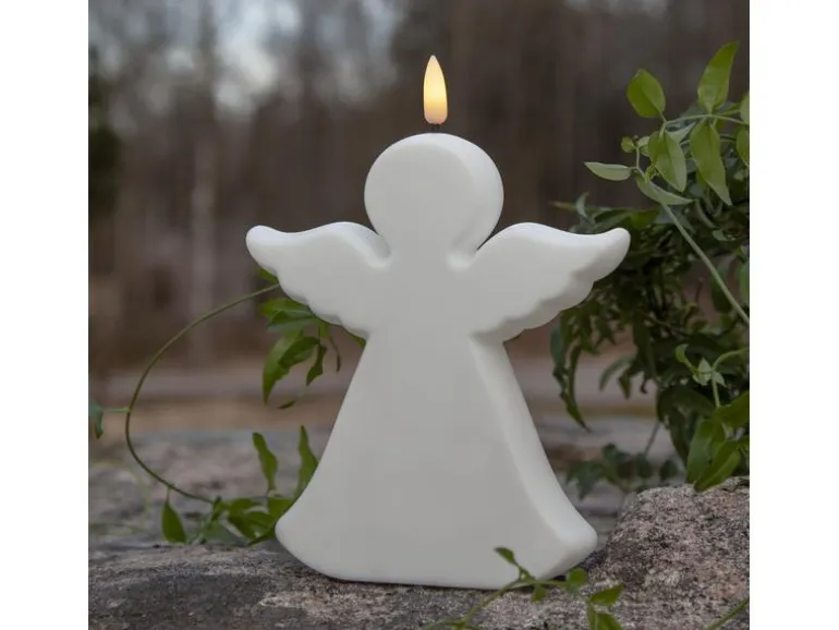 Star Trading LED Grabkerze Flamme Angel, Weiss