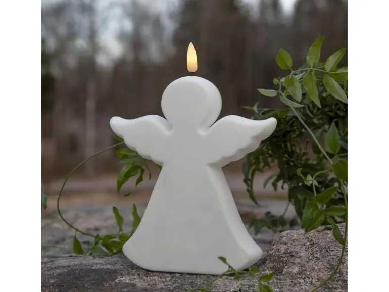 Star Trading LED Grabkerze Flamme Angel, Weiss