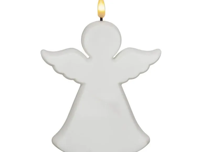 Star Trading LED Grabkerze Flamme Angel, Weiss