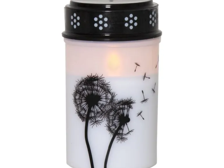 Star Trading LED Grabkerze Löwenzahn, Ø 7 x 12 cm, Weiss