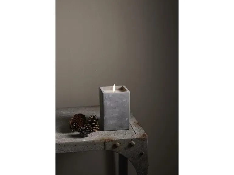 Star Trading LED-Kerze Flamme Cem, 9 x 9 x 14.5 cm, Grau