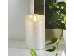 Star Trading LED-Kerze Flamme Rustic, Ø 7.5 x 12.5 cm, Silber