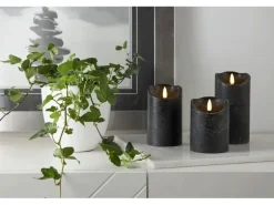 Star Trading LED-Kerze Flamme Rustic, Ø 7.5 x 10 cm, Schwarz