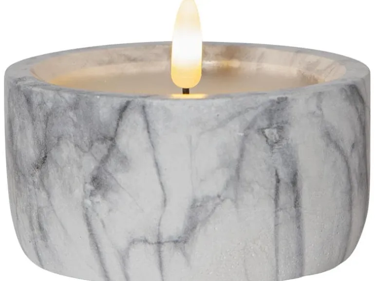 Star Trading LED-Kerze Pillar Flamme Marble Ø 10 x 7.5 cm, Grau
