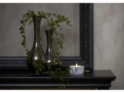 Star Trading LED-Kerze Pillar Flamme Marble Ø 10 x 7.5 cm, Grau