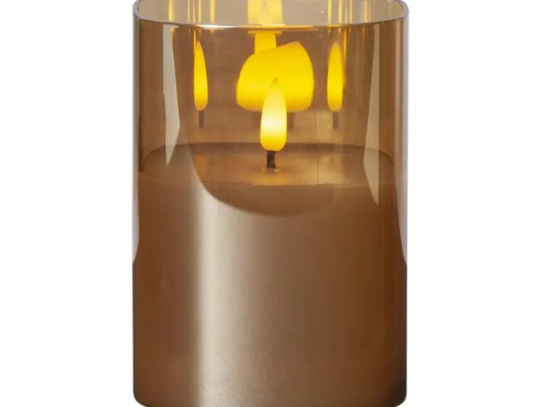 Star Trading LED-Kerze Pillar Flamme Ø 9 x 12.5 cm, Braun