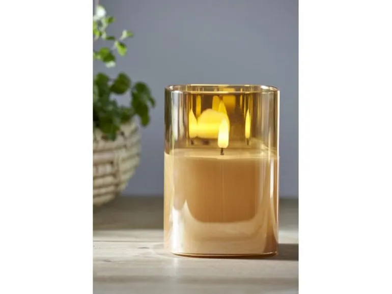 Star Trading LED-Kerze Pillar Flamme Ø 9 x 12.5 cm, Braun