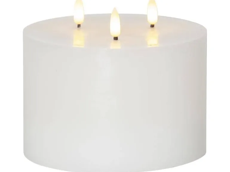 Star Trading LED-Kerze Pillar Flamme Ø 15 x 13 cm, Weiss