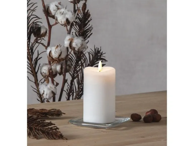Star Trading LED-Kerze Pillar Flamme Ø 7.5 x 14 cm, Weiss