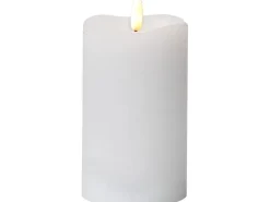 Star Trading LED-Kerze Pillar Flamme Ø 7.5 x 14 cm, Weiss