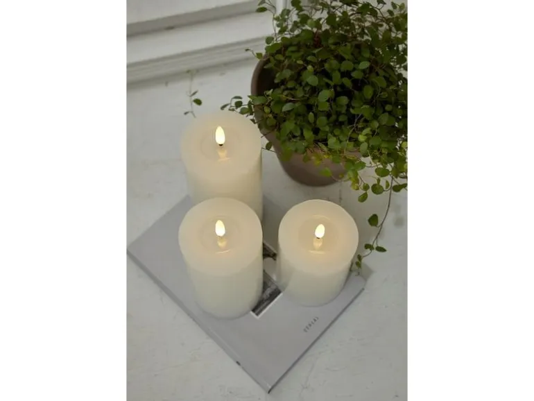 Star Trading LED-Kerze Pillar Flamme Flow Indoor, Weiss, 17.5 cm Höhe