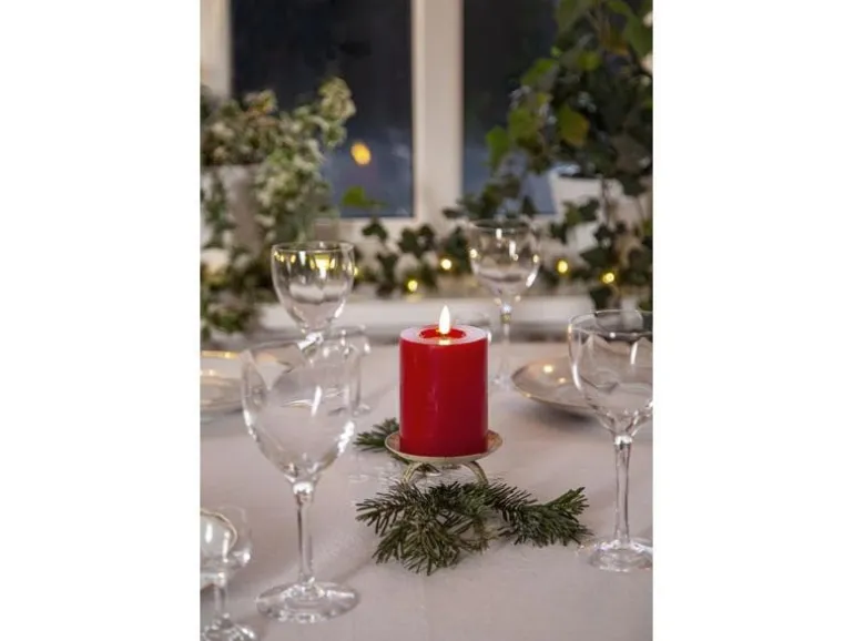 Star Trading LED-Kerze Pillar Flamme Flow Indoor, Rot, 12.5 cm Höhe