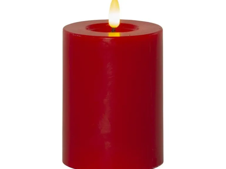 Star Trading LED-Kerze Pillar Flamme Flow Indoor, Rot, 12.5 cm Höhe