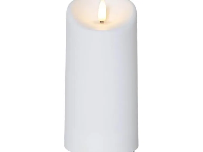 Star Trading LED-Kerze Pillar Flamme Ø 7.5 x 15 cm, Weiss