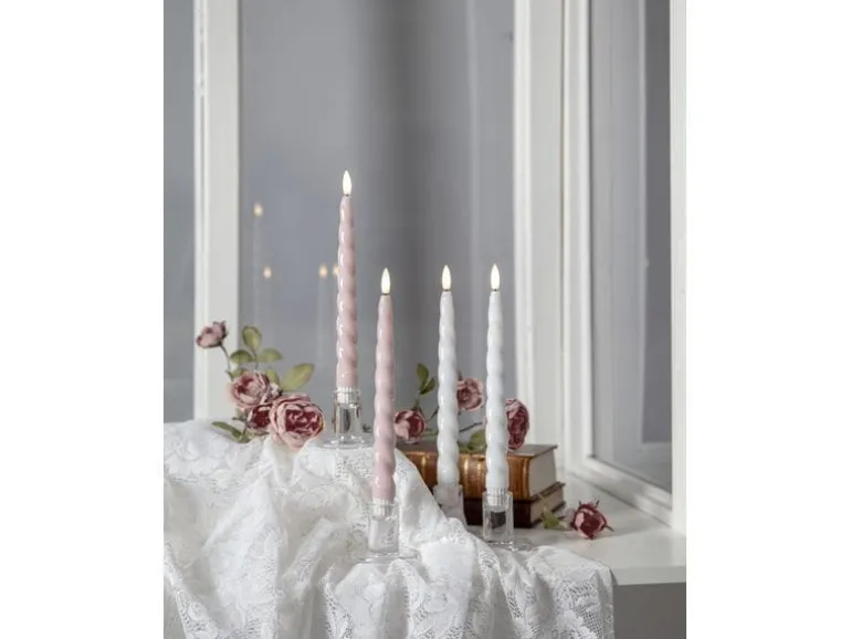 Star Trading LED-Stabkerzen Set Flamme Shine, 24.5 cm, Pink