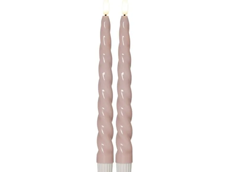 Star Trading LED-Stabkerzen Set Flamme Shine, 24.5 cm, Pink