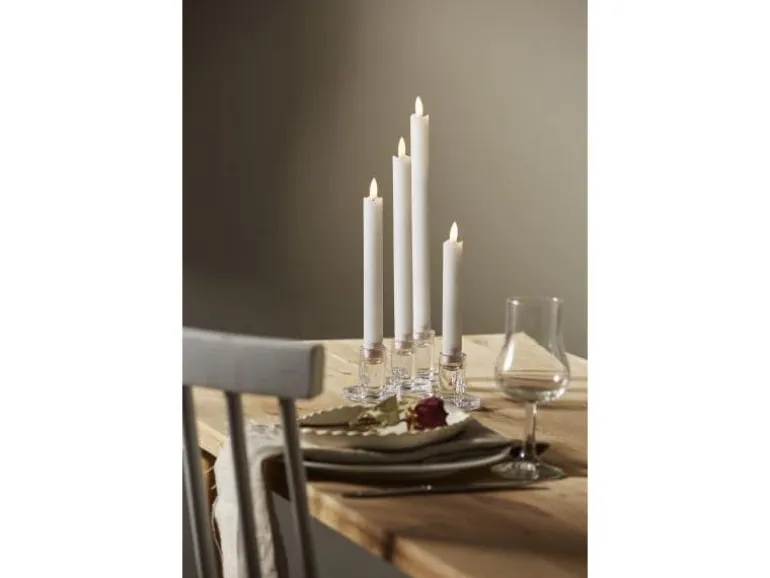 Star Trading LED-Stabkerzen Set Dinner Flamme Ø 2.1x28.5 cm, Weiss, 4 Stk