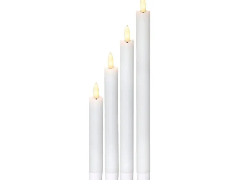 Star Trading LED-Stabkerzen Set Dinner Flamme Ø 2.1x28.5 cm, Weiss, 4 Stk