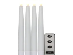 Star Trading LED-Stabkerzen Set Dinner Flamme Ø 2.1 x 20 cm, Weiss, 4 Stk