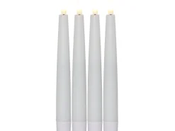 Star Trading LED-Stabkerzen Set Dinner Flamme Ø 2.1 x 20 cm, Weiss, 4 Stk