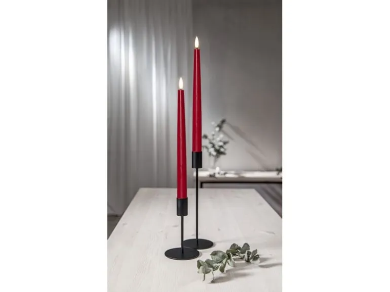 Star Trading LED-Stabkerzen Set Flamme Slim, 2 Stück, Rot