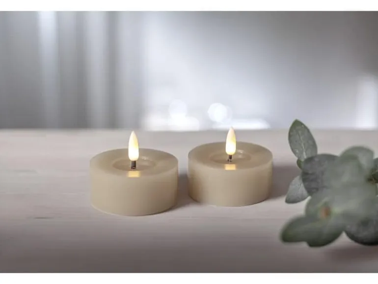 Star Trading LED Teelichter Set Flamme Flow 2 Pack, Beige