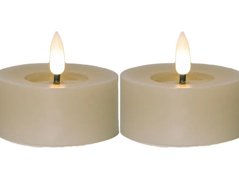 Star Trading LED Teelichter Set Flamme Flow 2 Pack, Beige