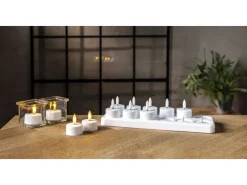 Star Trading LED Teelichter Set Flamme Charge 12er, Weiss