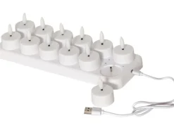 Star Trading LED Teelichter Set Flamme Charge 12er, Weiss